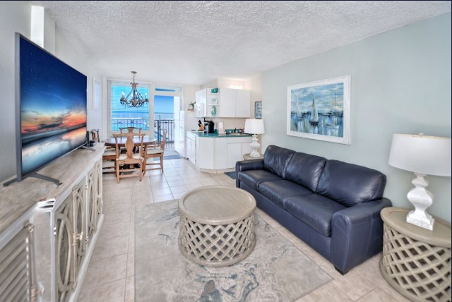 Bright living room by patio